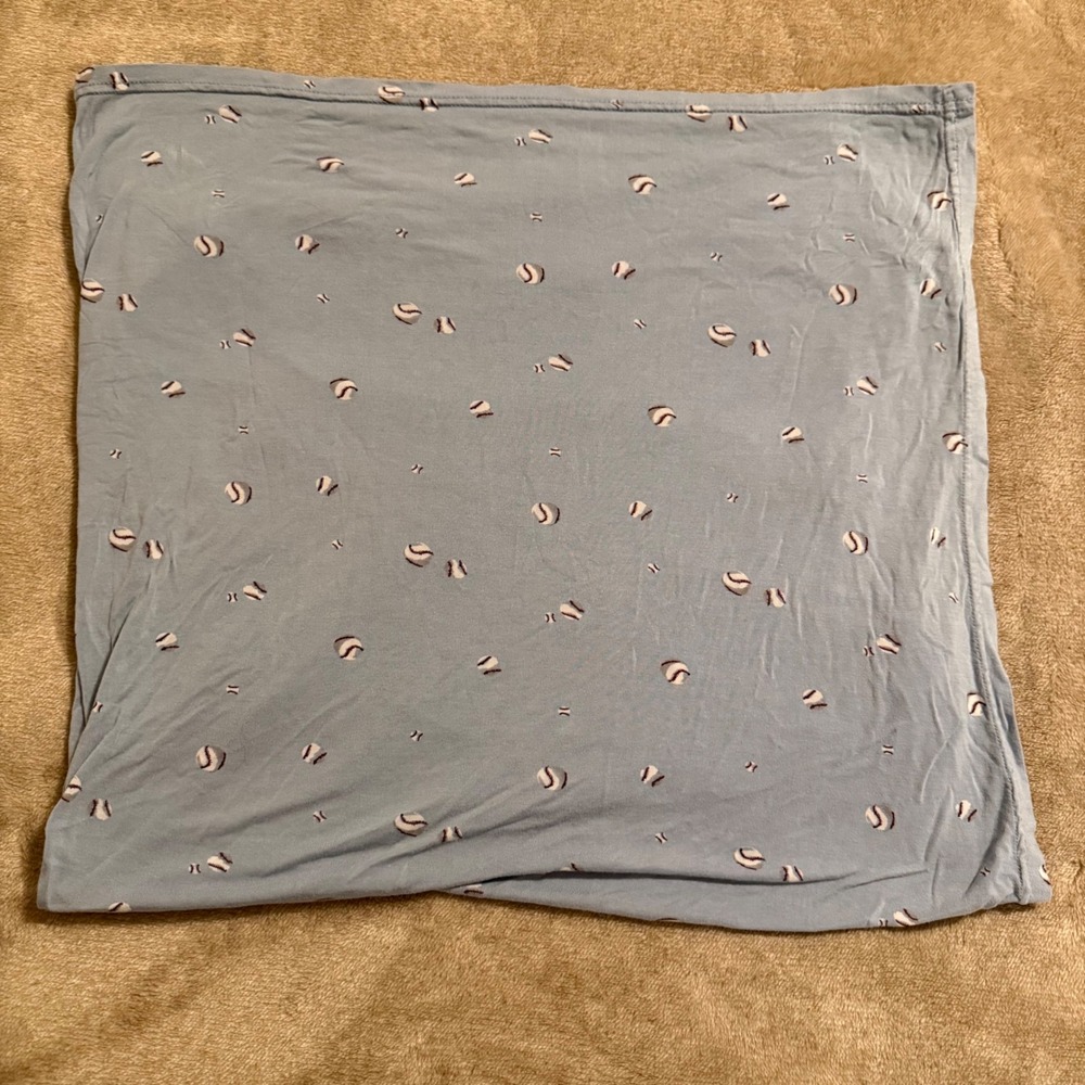 Milkberry Bamboo Rayon Baby Swaddle Blanket Blue Baseball Print 36x40